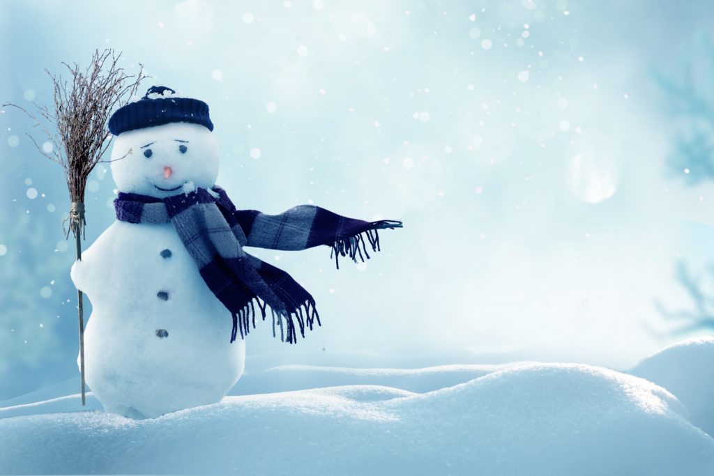 A snowman in a snowstorm.