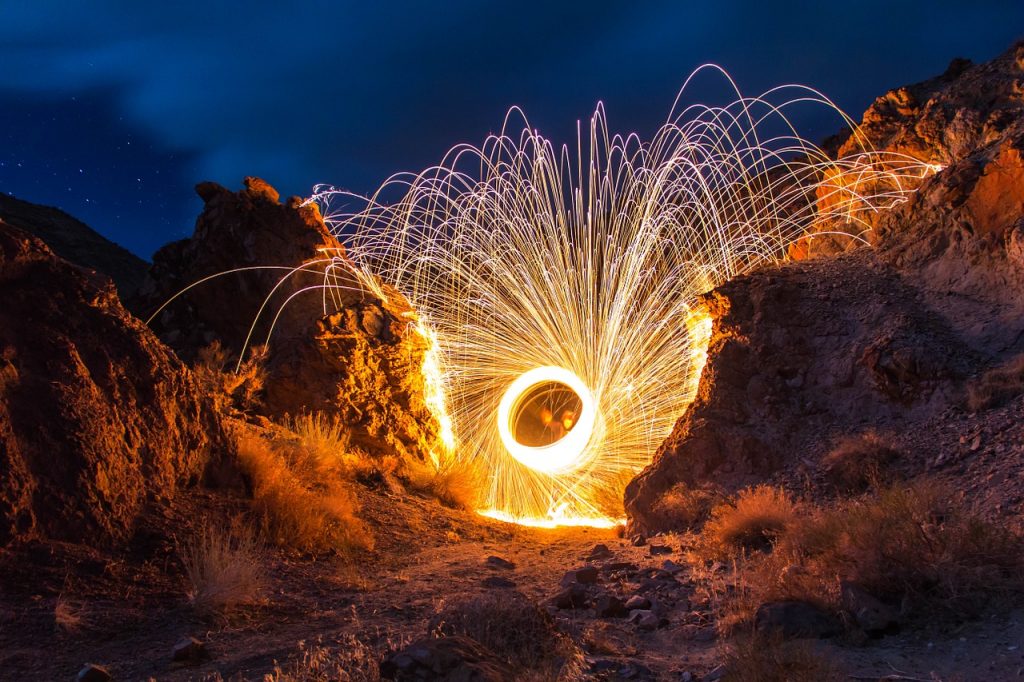 Spinning Wheel of Light in a canvon