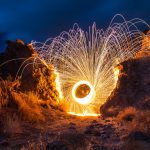 Spinning Wheel of Light in a canvon