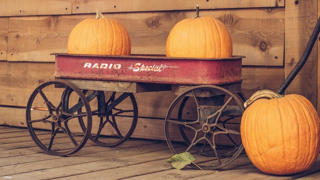 Cart filled with pumpkins