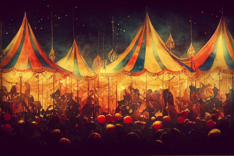 The colourful carnival lit up at night