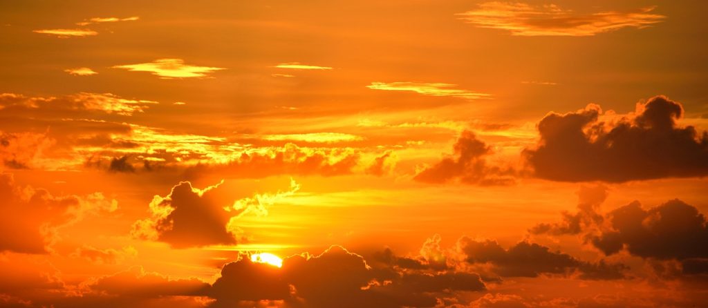 Clouds lit up by dawn