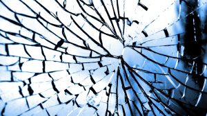 A sheet of broken glass.
