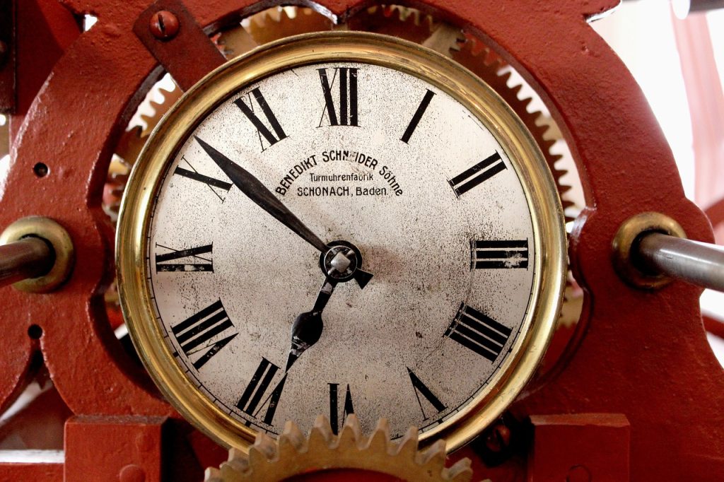 An old clock up close.