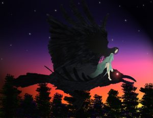 Druidess and Crow, by Ilaira