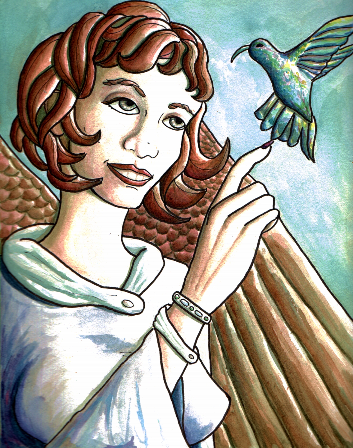 Junia and the Hummingbird, by Fania
