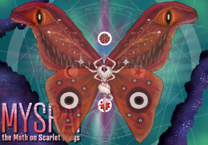 Mysrai, the Moth on Scarlet Wings, by Lorina