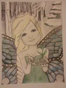 Niina carrying the moonglory seedling, by Niina