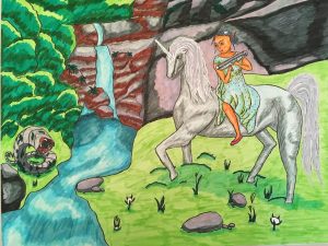 Aramel and Unicorn, by Kethaera