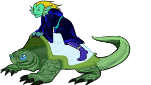 Aquamancer with (vegan) dragon turtle companion, by Kyalrhin
