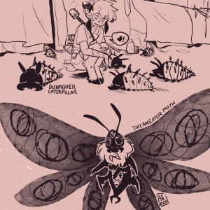 Artisanal by Gurashi depicting the moths of Mysrai's realm.
