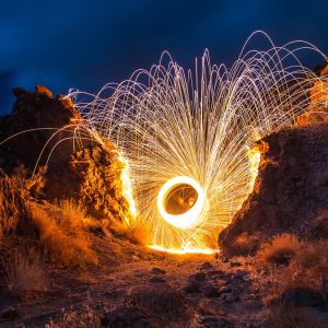 Spinning Wheel of Light in a canvon